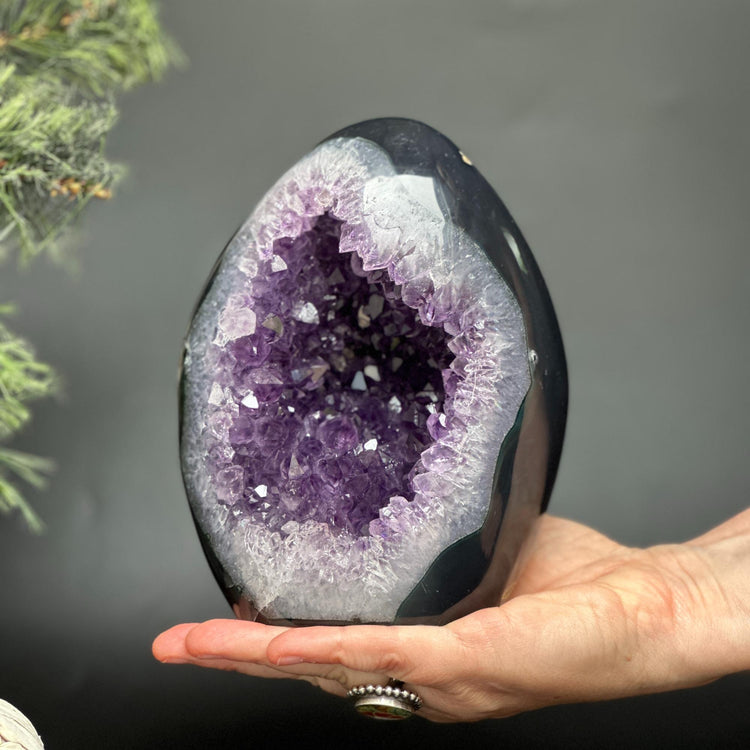 Extra Large Amethyst & Agate Geode Sculpture – Polished Natural Stone Decor from Uruguay
