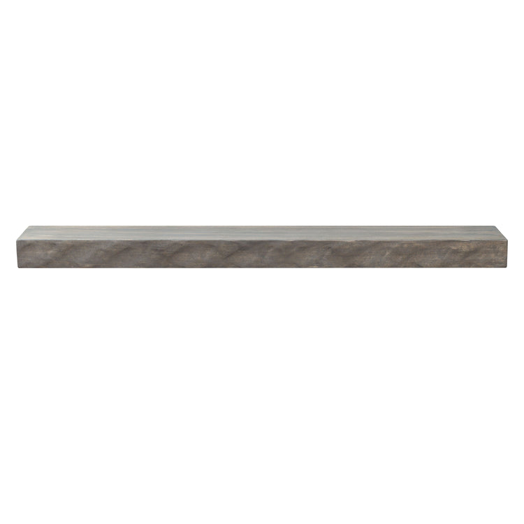 Hewn Kitchen Floating Shelf by Dogberrycollections in Gray Ash finish, made of hand-textured solid poplar, 24 to 72 inches long