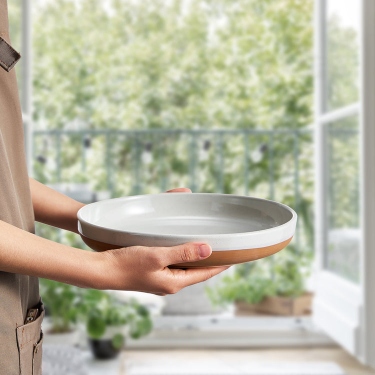 Tonal Ceramic Flat Bowls, Set of 4