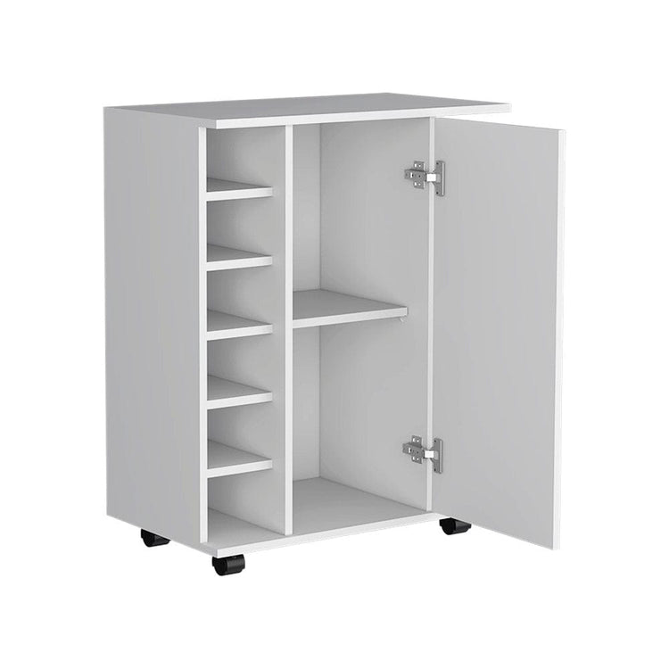 Cabot Bar Cart – Elegant Rolling Wine Cabinet with Storage & Serving Surface - Modern Home & Kitchen