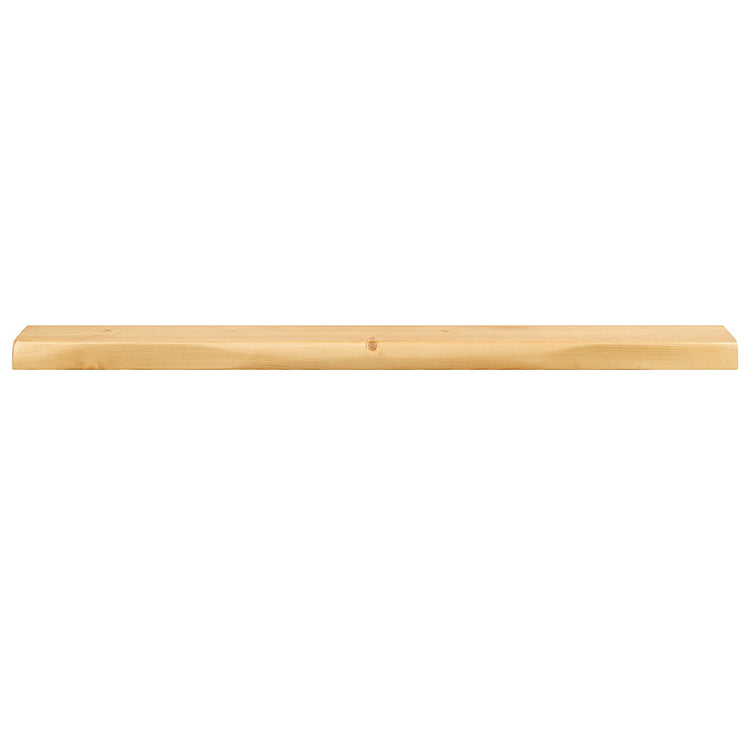 Solid wood live edge floating wall shelf, natural finish, designed as a mantel by Dogberrycollections, showcasing its rustic wood grain.