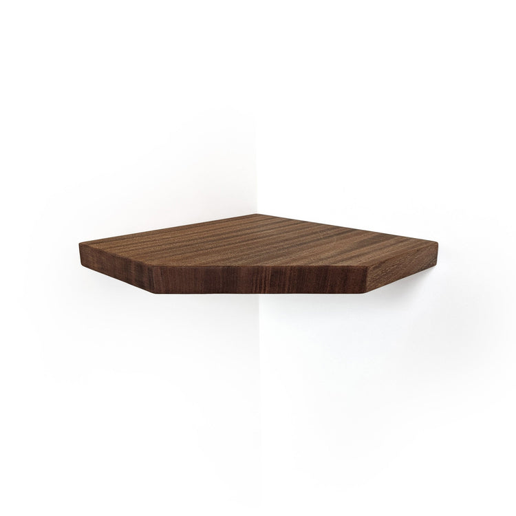 Wooden Corner Floating Shelf Oak | Straight Edge Design