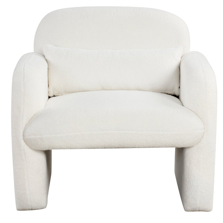 Beige sherpa accent chair with armrests and waist pillow, modern armchair by DirectDeals, cozy and stylish seating option