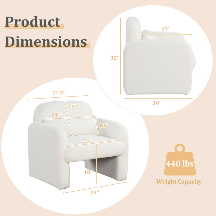 Beige sherpa accent chair with armrests and waist pillow, modern armchair by DirectDeals, cozy and stylish living room seating