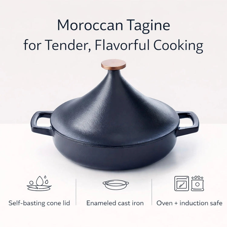 Alva Cookware Moroccan 3 QT Tagine Pot with conical lid for slow cooking and flavorful dishes.