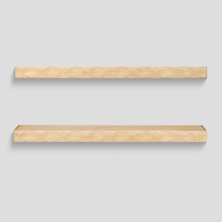 Hewn Kitchen Floating Shelf by Dogberrycollections in natural finish, 24-72 inches, hand-textured solid poplar wall storage shelf