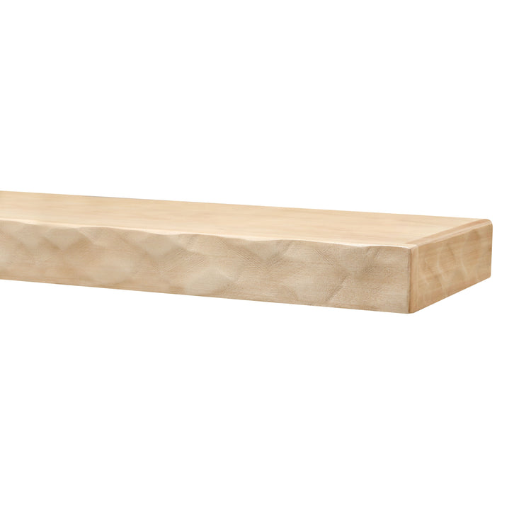 Hewn Kitchen floating shelf by Dogberrycollections, hand-textured solid poplar wood in natural finish, 24 to 72 inches long.