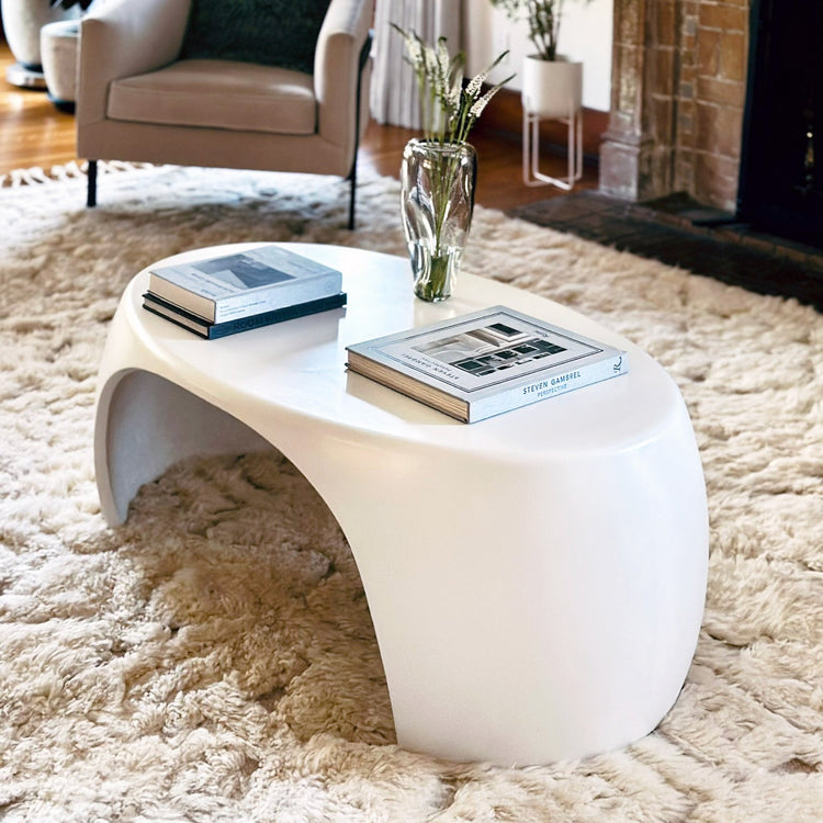 Sculptural Modern Coffee Table – Indoor/Outdoor Organic Curved Design
