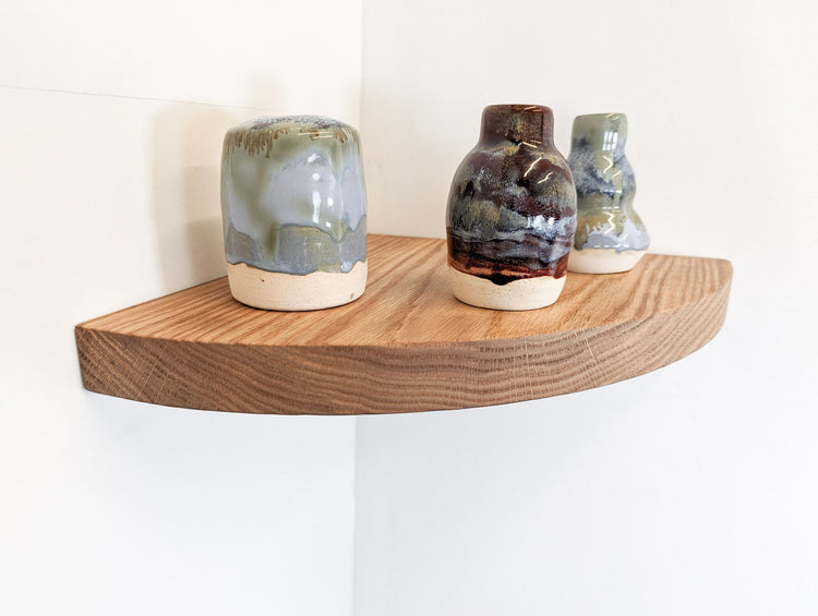 Handmade mahogany corner wall shelf by NookWoodworking, floating storage shelf for elegant home organization and display.