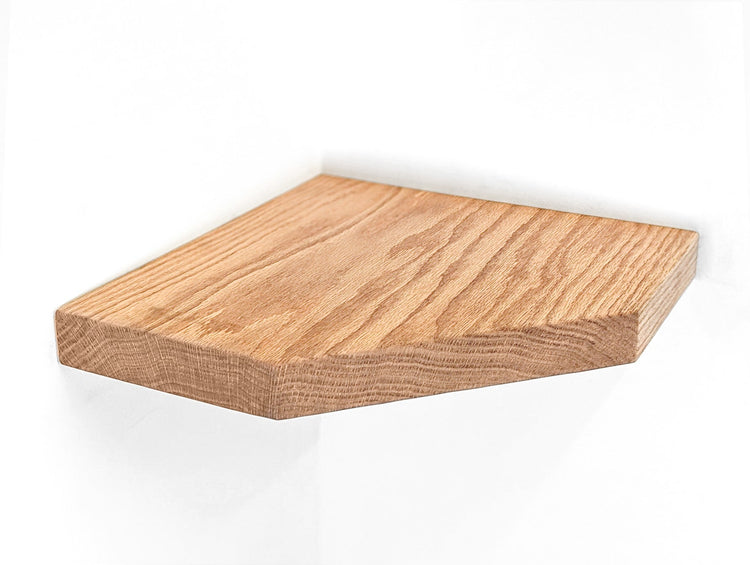 Floating Corner Shelf with Straight Edge in Oak