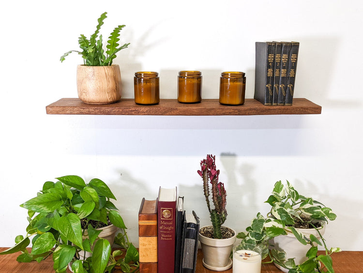 Natural oak floating wall shelf by NookWoodworking, 6 to 36 inches, minimal design for stylish wall storage and display.