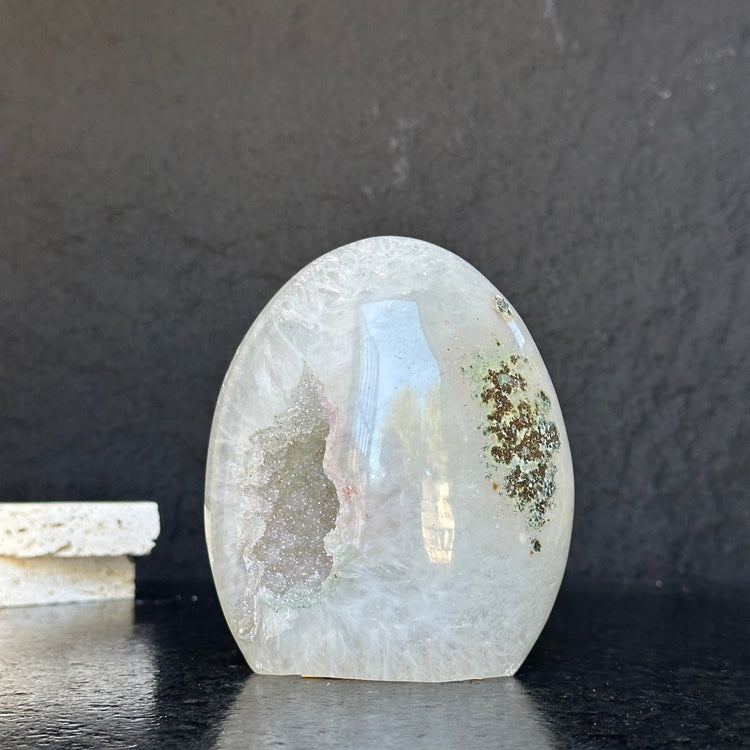 Large Uruguayan Quartz Geode Egg – Polished Statement Crystal Sculpture