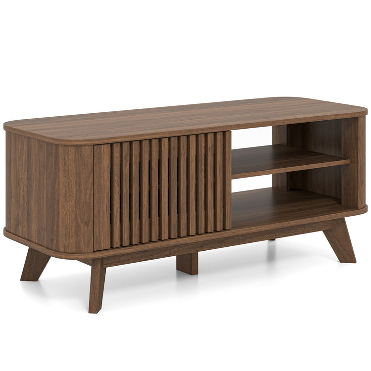 Walnut rectangular coffee table with storage and adjustable shelves, modern design, sturdy wood finish, ideal for living room decor