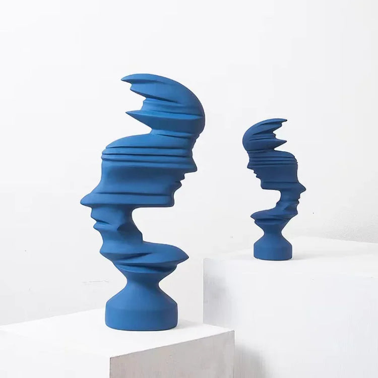 Abstract Face Sculpture — Stacked Fragmented Human Head Statue, 25cm