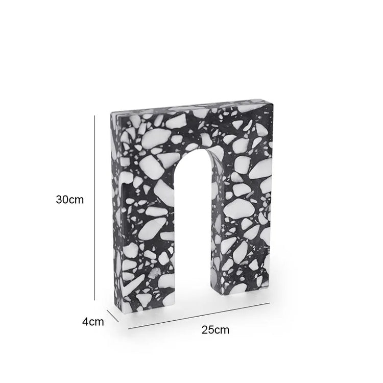 Archway Terrazzo Sculpture – Modern Minimalist Stone Accent Decor