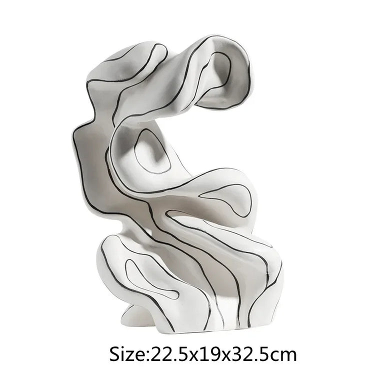 Modern ceramic curl sculpture decor by Decorbites, featuring a sleek porcelain art accent with smooth, flowing curves and a polished finish.