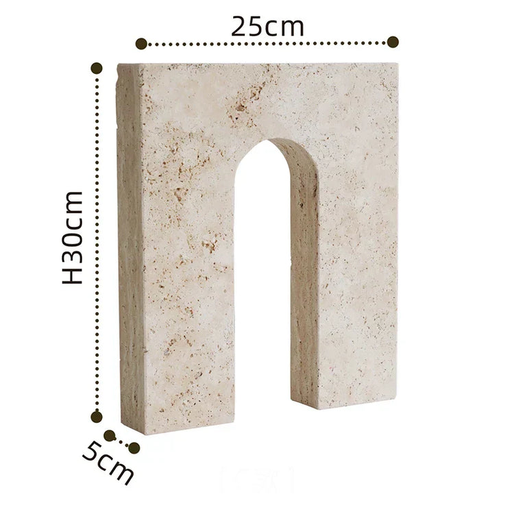 Decorbites archway shape travertine sculpture figurine for home decor, featuring a detailed arch design on a smooth base