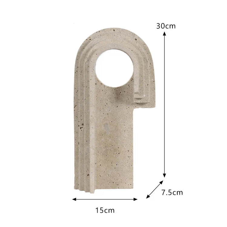 Decorbites archway shape travertine sculpture figurine for home decor, showcasing smooth, natural stone craftsmanship.
