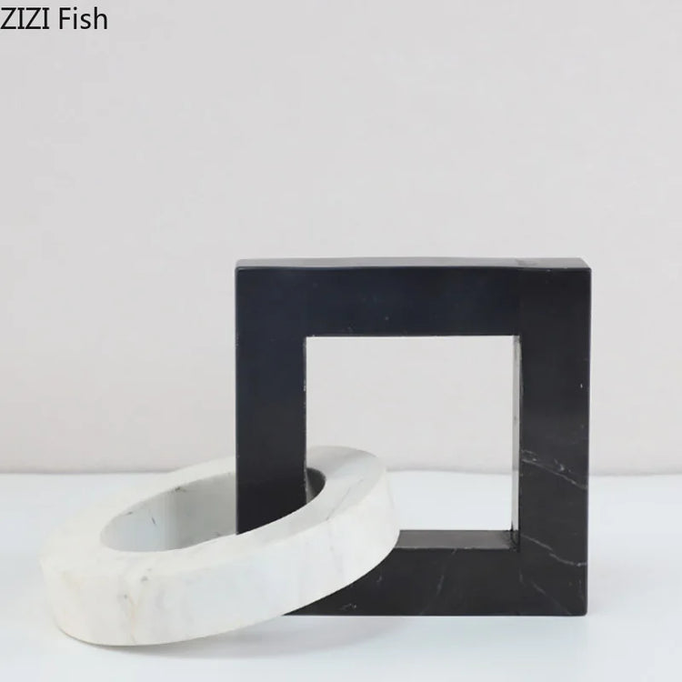 Decorbites geometric knot sculpture desk decor featuring an abstract square ring design, modern art piece for workspace decoration.