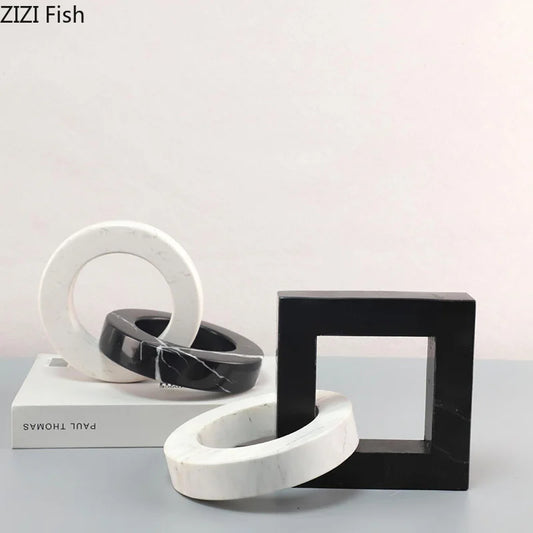 Decorbites geometric knot sculpture desk decor featuring an abstract square ring design for modern office or home decor.