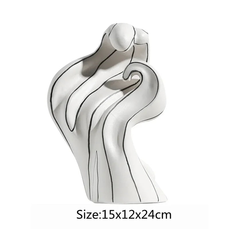 Ceramic curl sculpture decor by Decorbites, modern porcelain art accent featuring an elegant, abstract curved design on a white background.