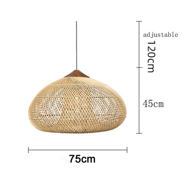 Vintage handmade rattan pendant light by Dlight Decor, Japanese style lighting fixture for kitchen island or dining room decor