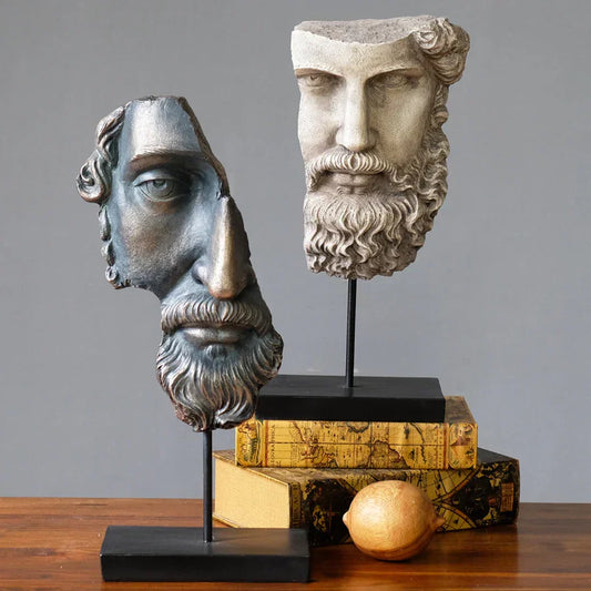 Abstract David face resin sculpture by Decorbites featuring a modern, artistic face design in neutral tones.