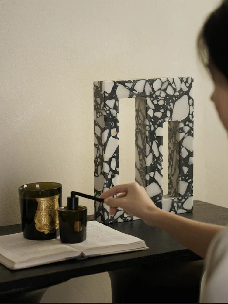 Archway Terrazzo Sculpture – Modern Minimalist Stone Accent Decor