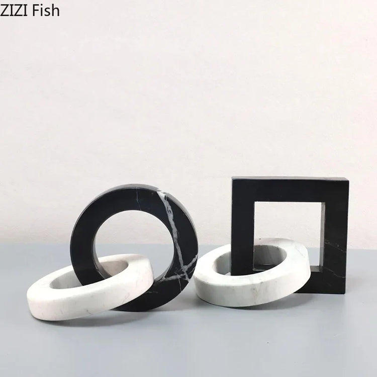 Decorbites geometric knot sculpture desk decor, abstract square ring statue featuring modern geometric design and artistic craftsmanship.