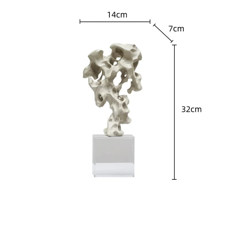 Green Taihu Stone Coral Resin Sculpture by Decorbites, abstract modern home decor figurine with textured coral design.