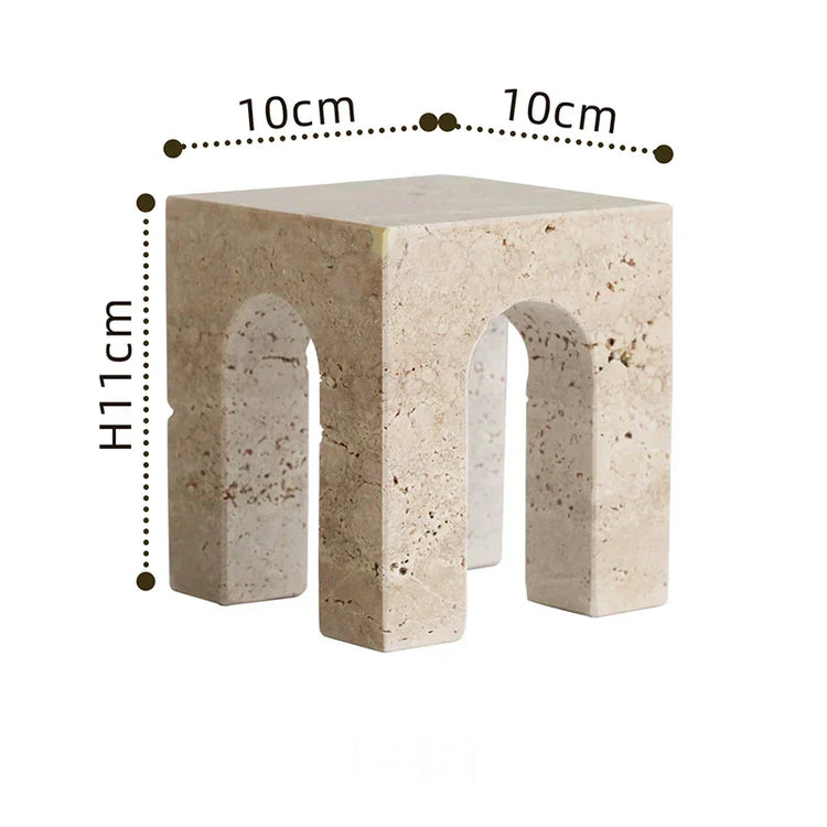 Decorbites archway shape travertine sculpture figurine for home decor, showcasing its elegant arch design and natural stone texture.