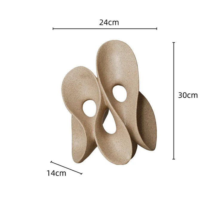 Coral Hollow Resin Sculpture by Decorbites, abstract human figure modern decor accent piece, beige and textured finish.