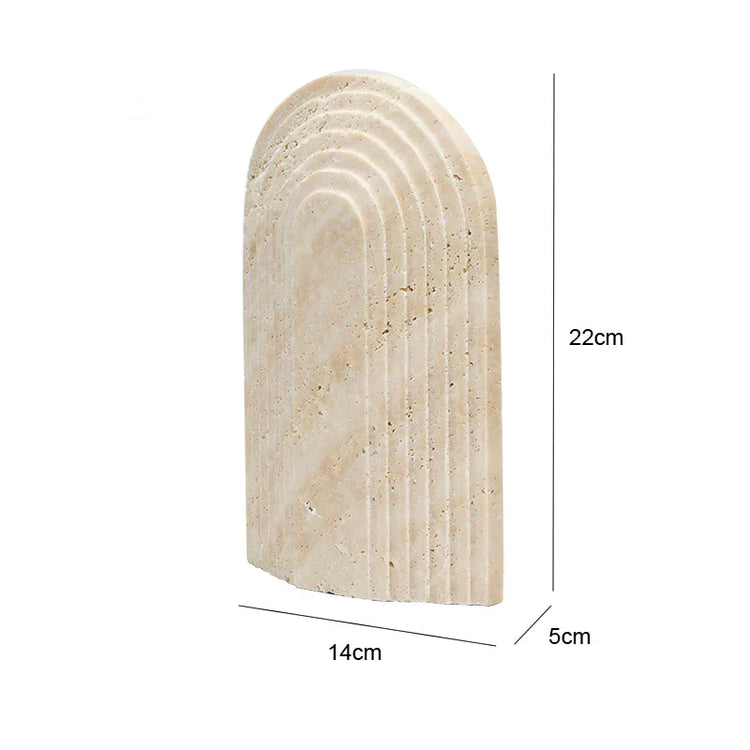 Decorbites archway shape travertine sculpture figurine for home decor, featuring a smooth, elegant archway design in natural travertine stone.