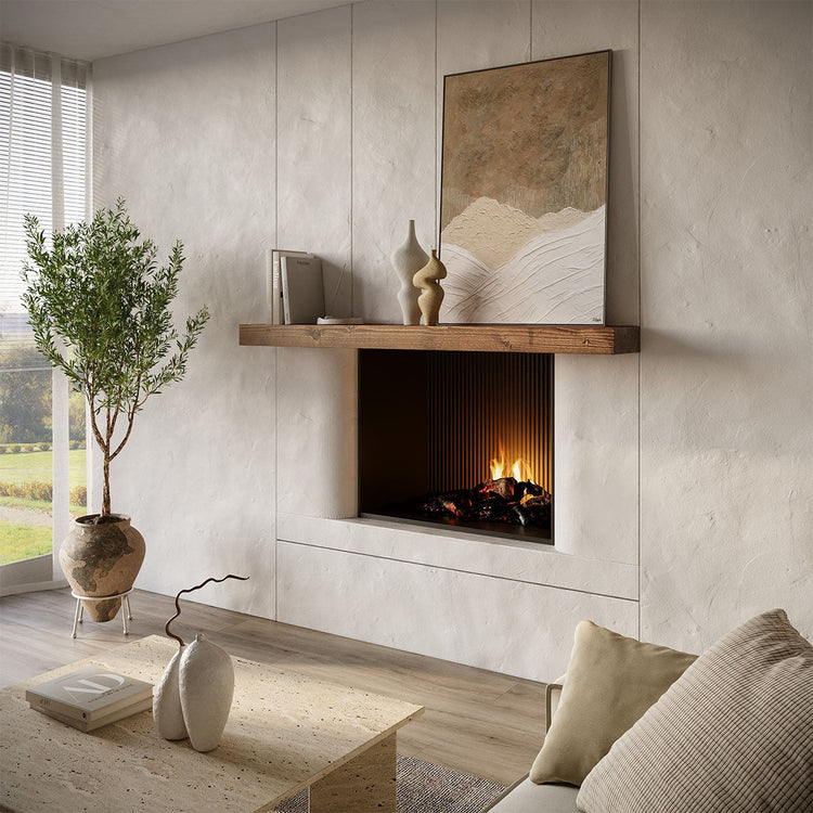 Smooth Solid Floating Timber Fireplace Mantel Shelf | Natural Wood Wall Decor
