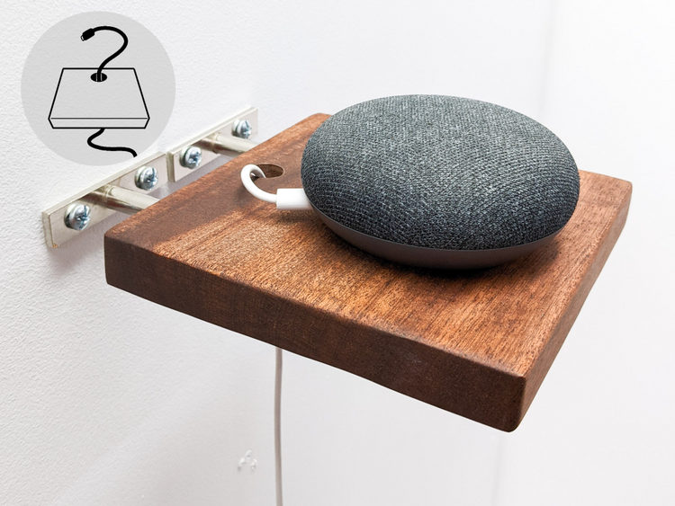 Mahogany Floating Shelf with Cord Hole