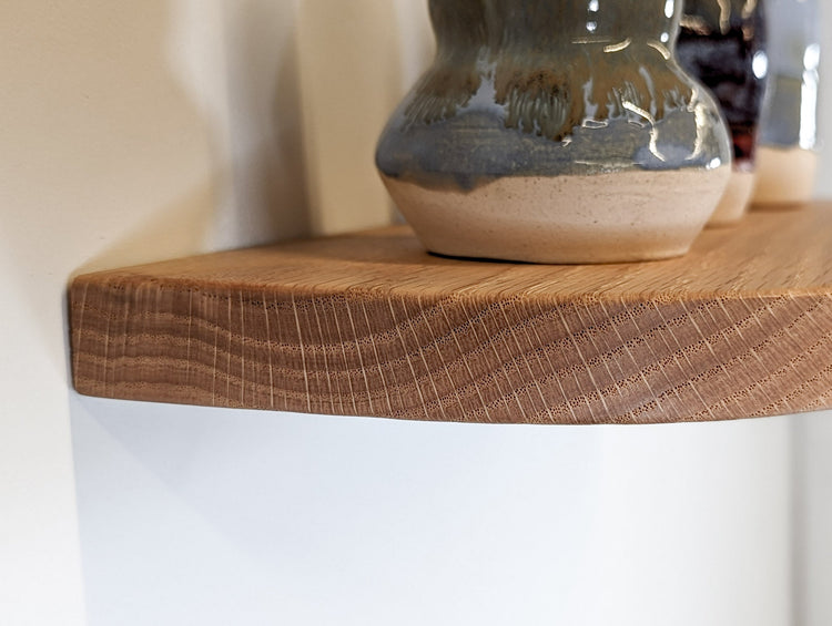Thin Oak Floating Shelf with Rounded Corners