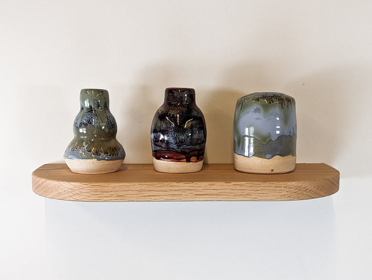 Mahogany wall shelf with rounded edges, 6 to 36 inches, from NookWoodworking, showcasing its sleek, floating design.
