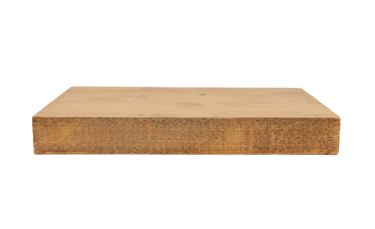 White pine floating kitchen shelves by Dogberrycollections, showcasing natural wood grain and sleek wall-mounted design.