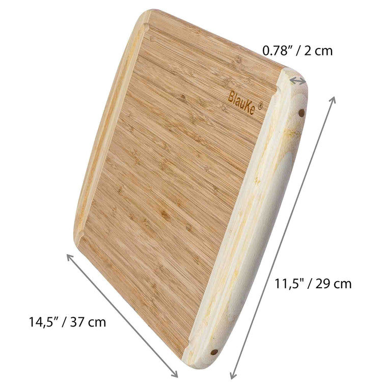 Durable natural bamboo cutting board with knife-friendly surface