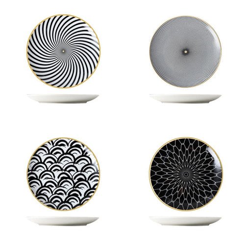 Set of 4 Ceramic 8 Salad Plates Microwave Oven Safe - Modern Home & Kitchen