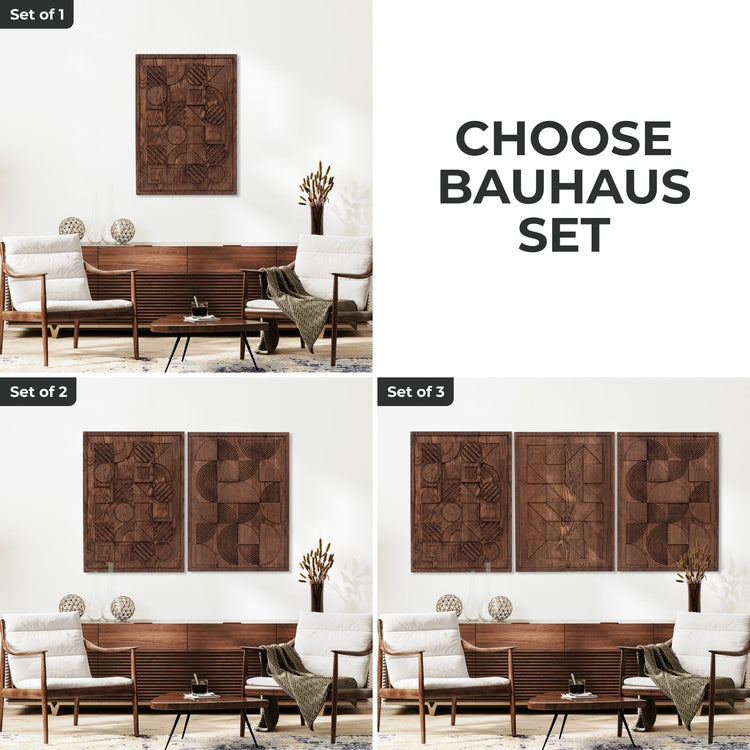 Wooden Bauhaus-style geometric wall decor by Enjoy The Wood B2B, featuring modern angular design for stylish wall art.