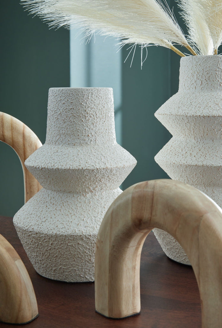 Modern Decorative Accessory Set — Arch Sculptures and Tiered Vases, Set of 5