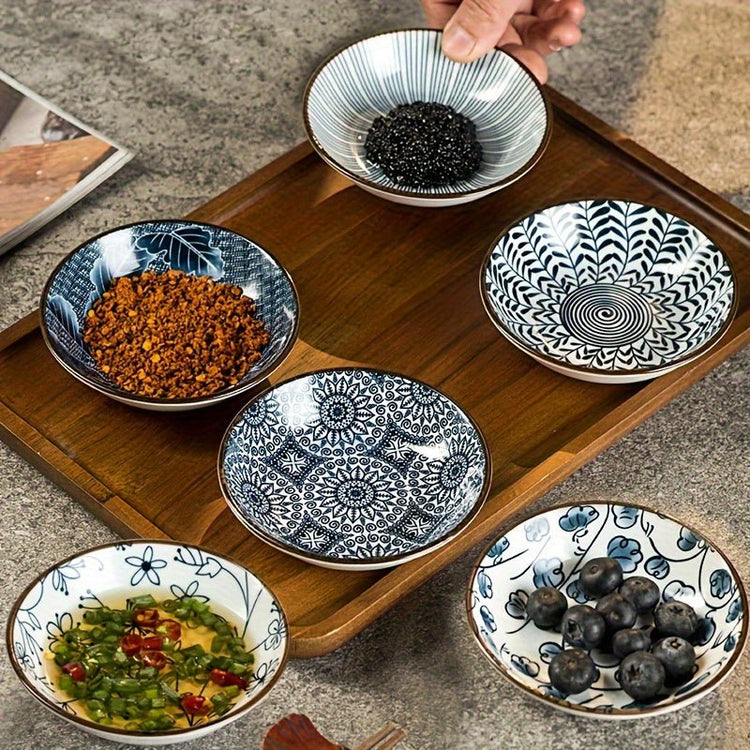 6Piece MultiPurpose Ceramic Snack Plates Ideal for Sushi Sauces