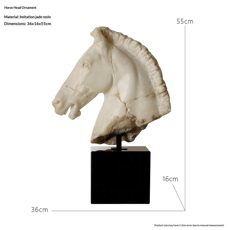 Horse Head Sculpture — Large Nordic Resin Statue for Console or Shelf
