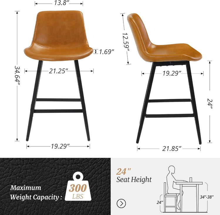 Sleek Maple Counter Stool – 24 Inch Modern Bucket Seat for Kitchen & Bar - Modern Home & Kitchen