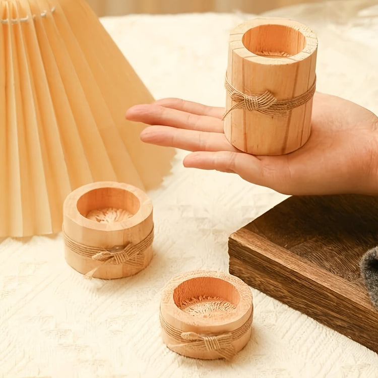 Elegant Wooden Candlesticks Set – Handcrafted Rustic Decor - Modern Home & Kitchen