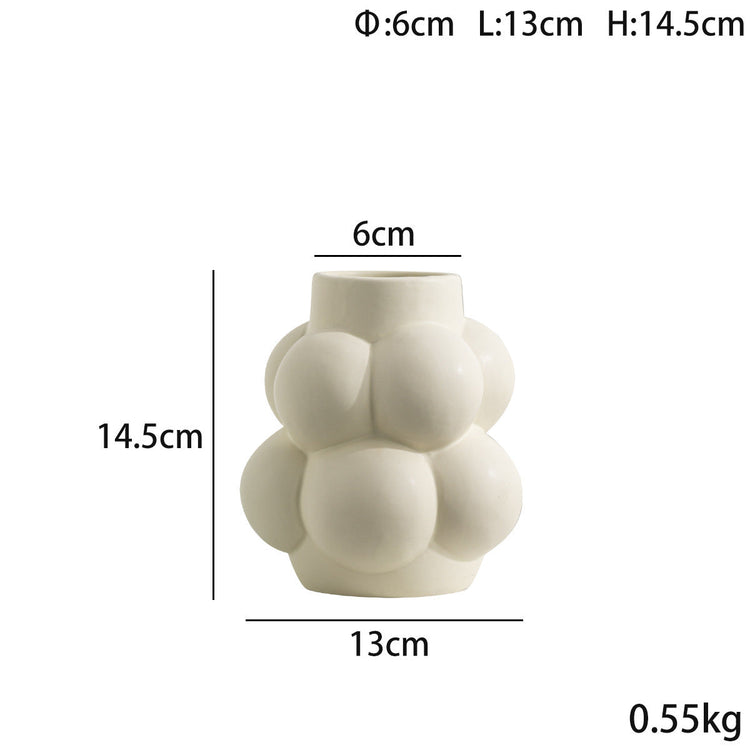 Simple Modern Bubble Ball Ceramic Vase by FLIPSTYLEZLLC, featuring a unique high-grade ceramic flower container with a soft indoor decorative style.