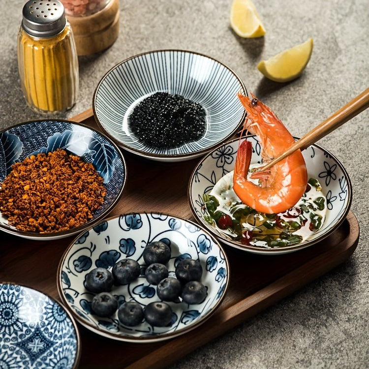 6Piece MultiPurpose Ceramic Snack Plates Ideal for Sushi Sauces