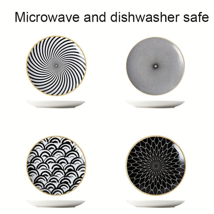 Set of 4 Ceramic 8 Salad Plates Microwave Oven Safe - Modern Home & Kitchen