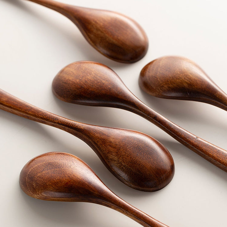 Handcrafted Vintage Wooden Spoons Set – Geometric Pattern Eco-Friendly Utensils